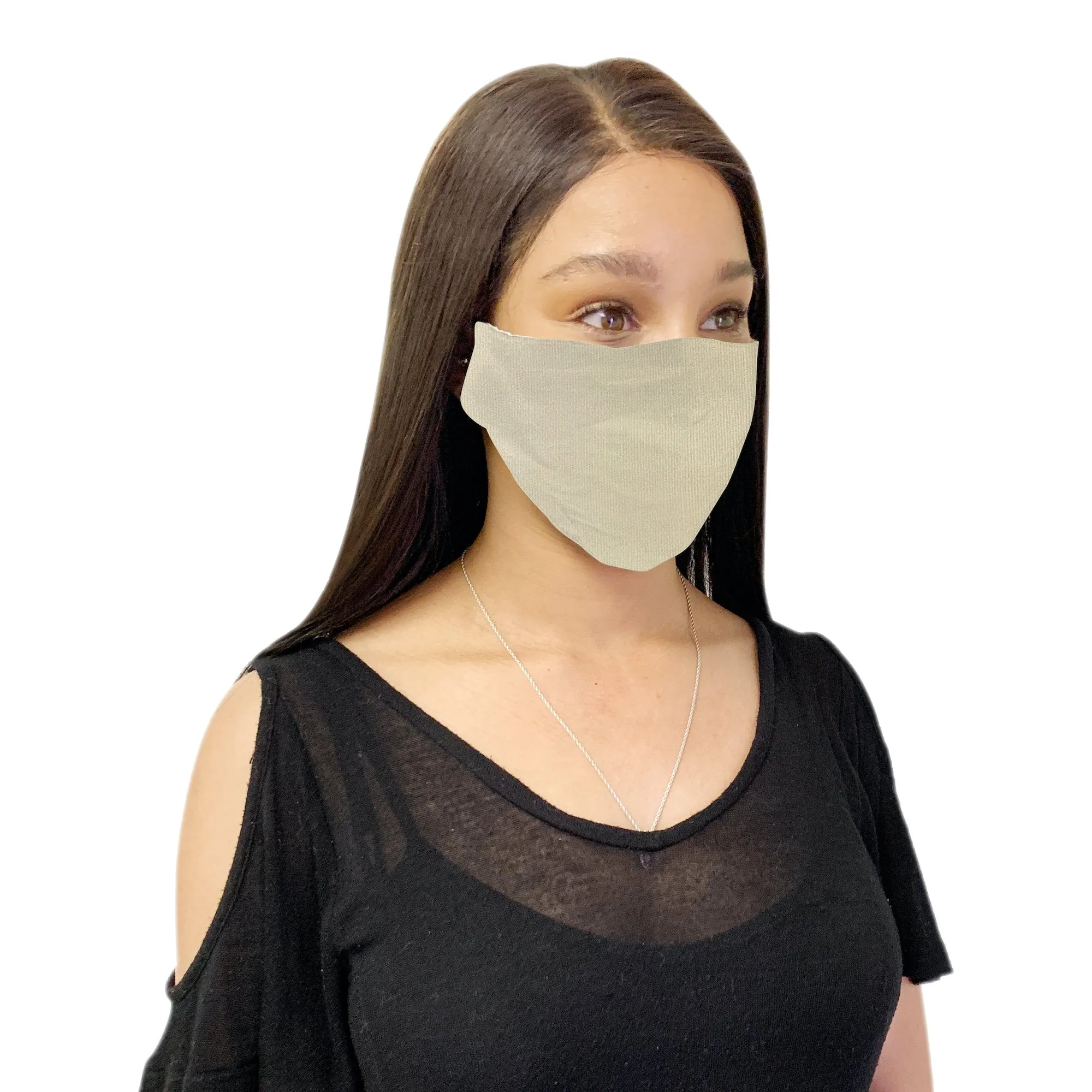 6 Pack Ivory Cotton Face Mask Cloth Masks for Mouth Nose Washable Reusable Double Layer Covering Adjustable Ear