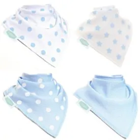 Bandana Dribble Bibs 4 Pack Blues and Whites