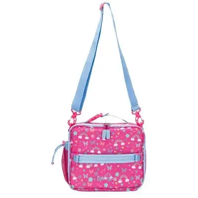 Bentgo Kids' Prints Double Insulated Lunch Bag, Durable, Water-Resistant Fabric, Bottle Holder - Rainbow & Butterfles