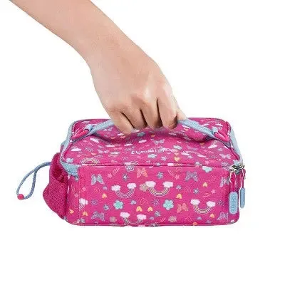 Bentgo Kids' Prints Double Insulated Lunch Bag, Durable, Water-Resistant Fabric, Bottle Holder - Rainbow & Butterfles