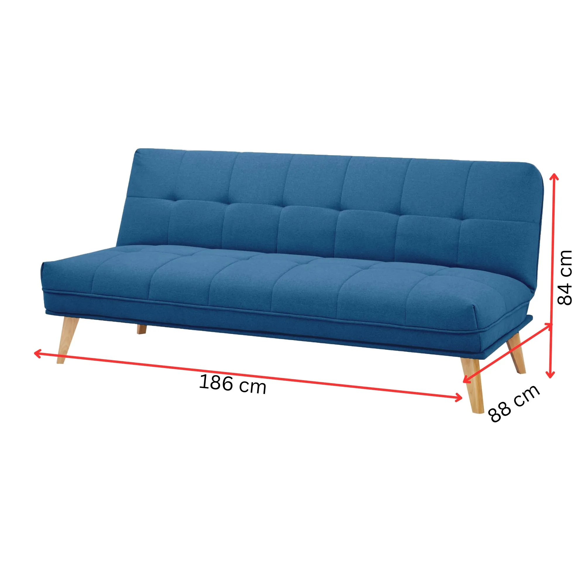 Blue 3-Seater Sofa Bed, Plush Upholstery, Durable Frame - Jovie