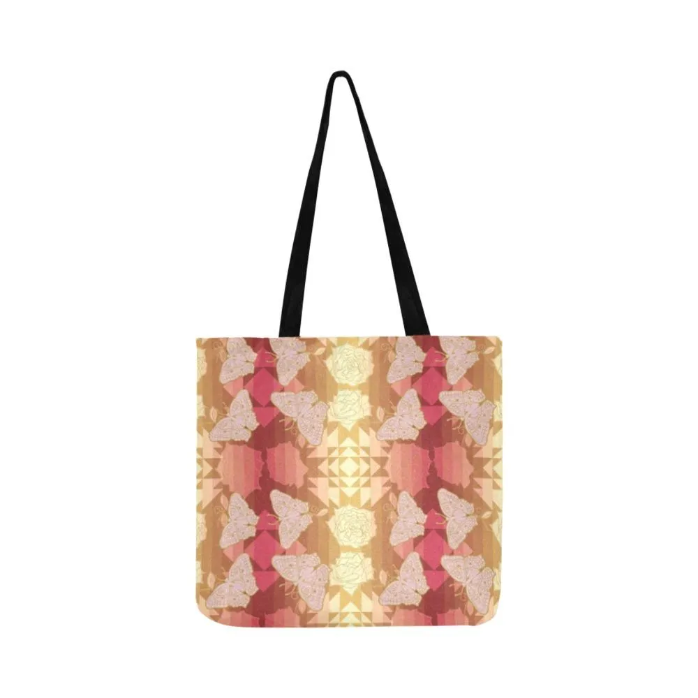 Butterfly and Roses on Geometric Reusable Shopping Bag (Two sides)