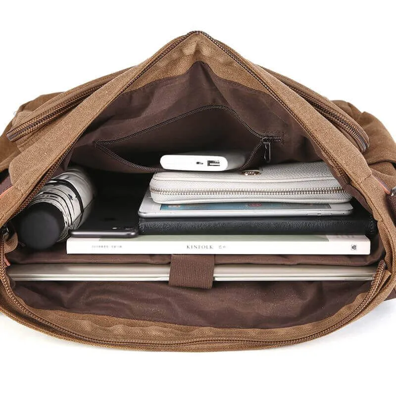 Canvas Messenger Bag - Fits 14 inch Laptop