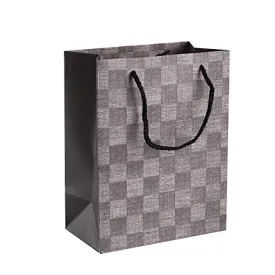 Checkered Gift Bags 9"x 7"x 4" Ash Grey Set 24