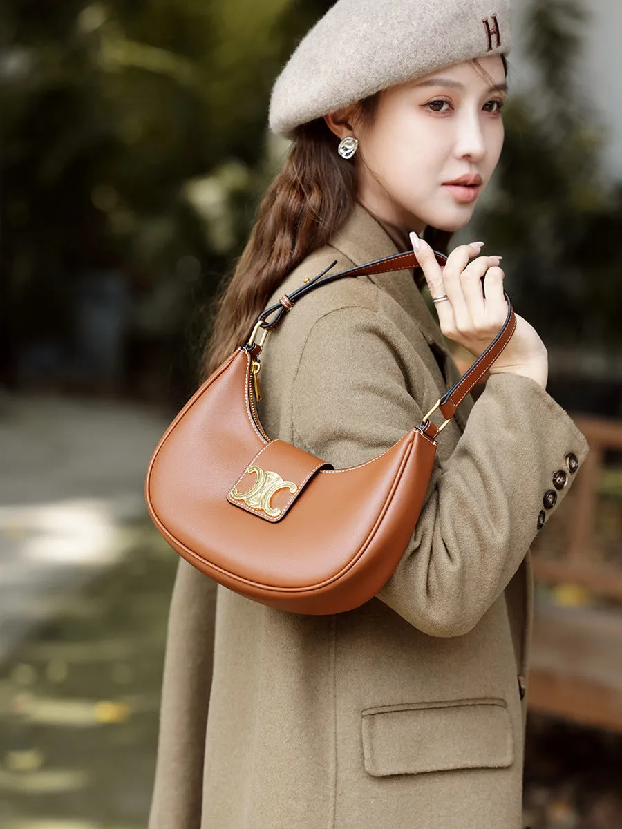 CLASSIC VERSATILE SADDLE BAG UNDERARM BAG GENUINE LEATHER WOMEN'S BAG TRIUMPHAL ARCH BAG