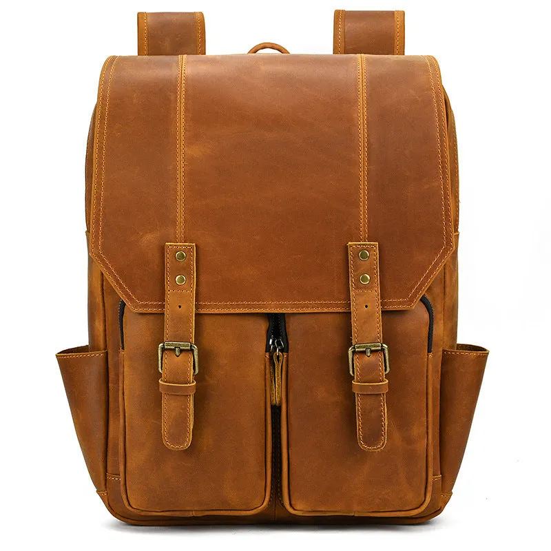 Crazy Horse Leather Multifunctional Backpack – Genuine Leather, Large Capacity, Durable & Stylish