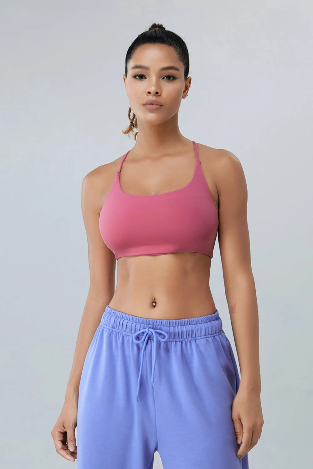 Crisscross Spaghetti Strap Active Bra