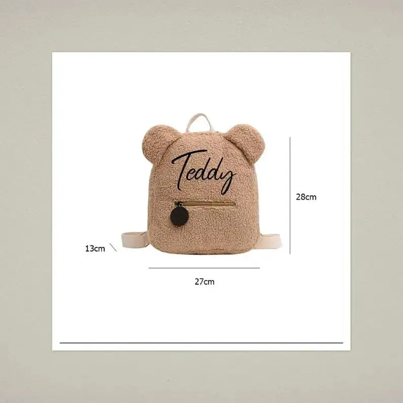 Customized Embroidery Bear Backpack Embroidered Portable Children Travel Shopping Rucksack Women's Cute Bear Shoulder Backpack