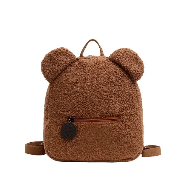 Customized Embroidery Bear Backpack Embroidered Portable Children Travel Shopping Rucksack Women's Cute Bear Shoulder Backpack