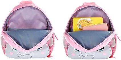 Cute Baby Elephant Soft Plush Backpack  with Front Pocket for Kids (Pink)