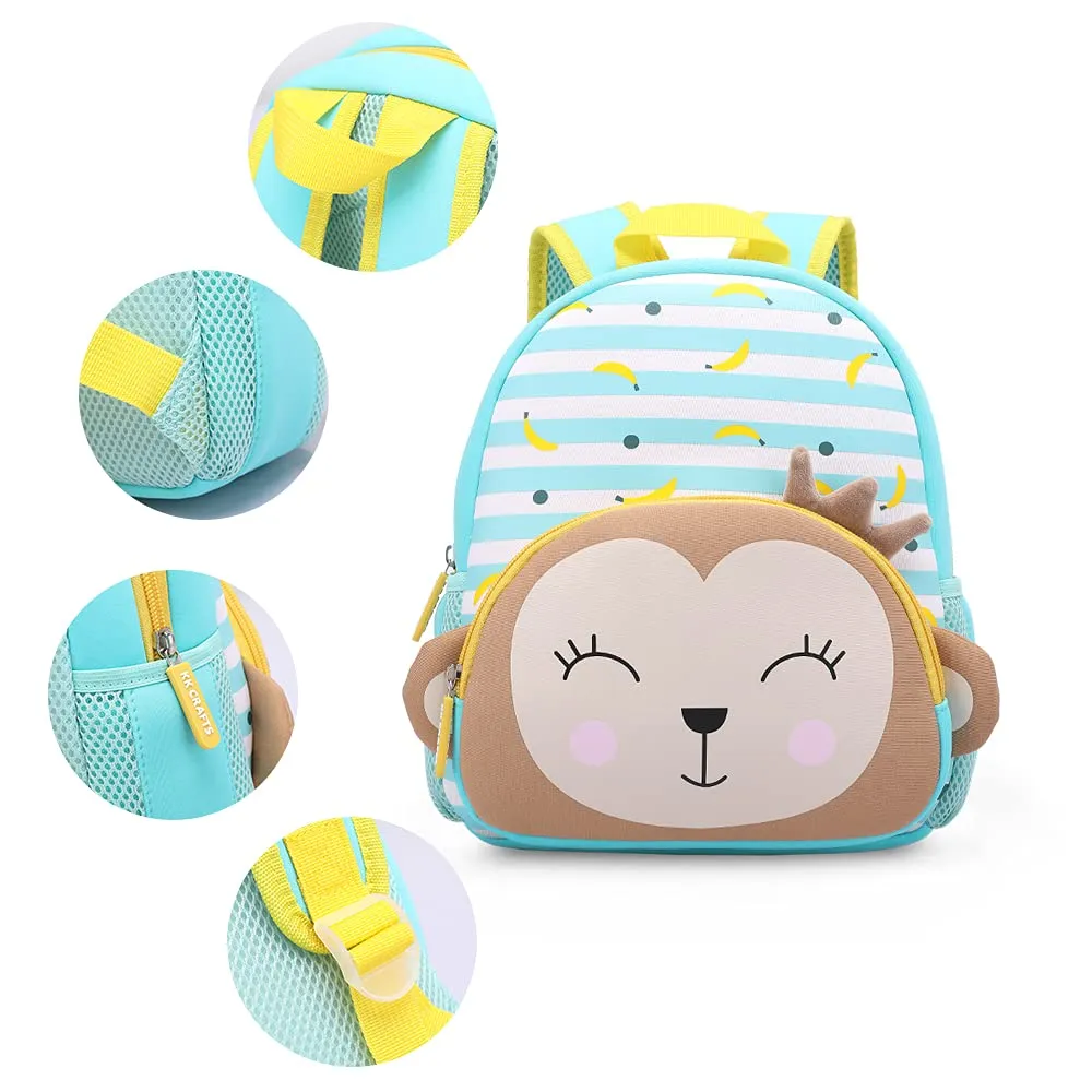 Cute Baby Monkey Soft Plush Backpack  with Front Pocket for Kids