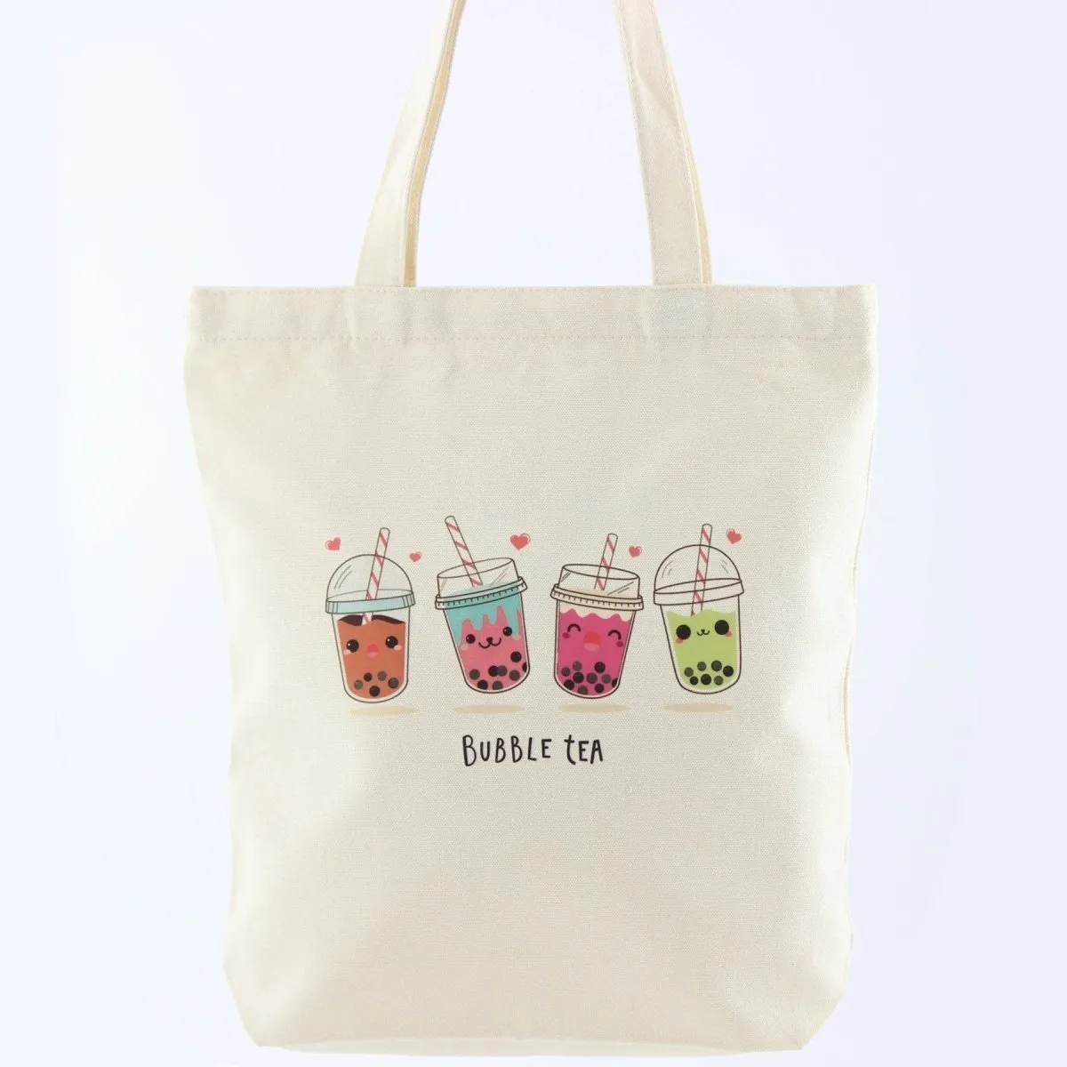 Cute Boba Anime Bubble Tea Print Gift Boba Lovers Women Canvas Tote Bag