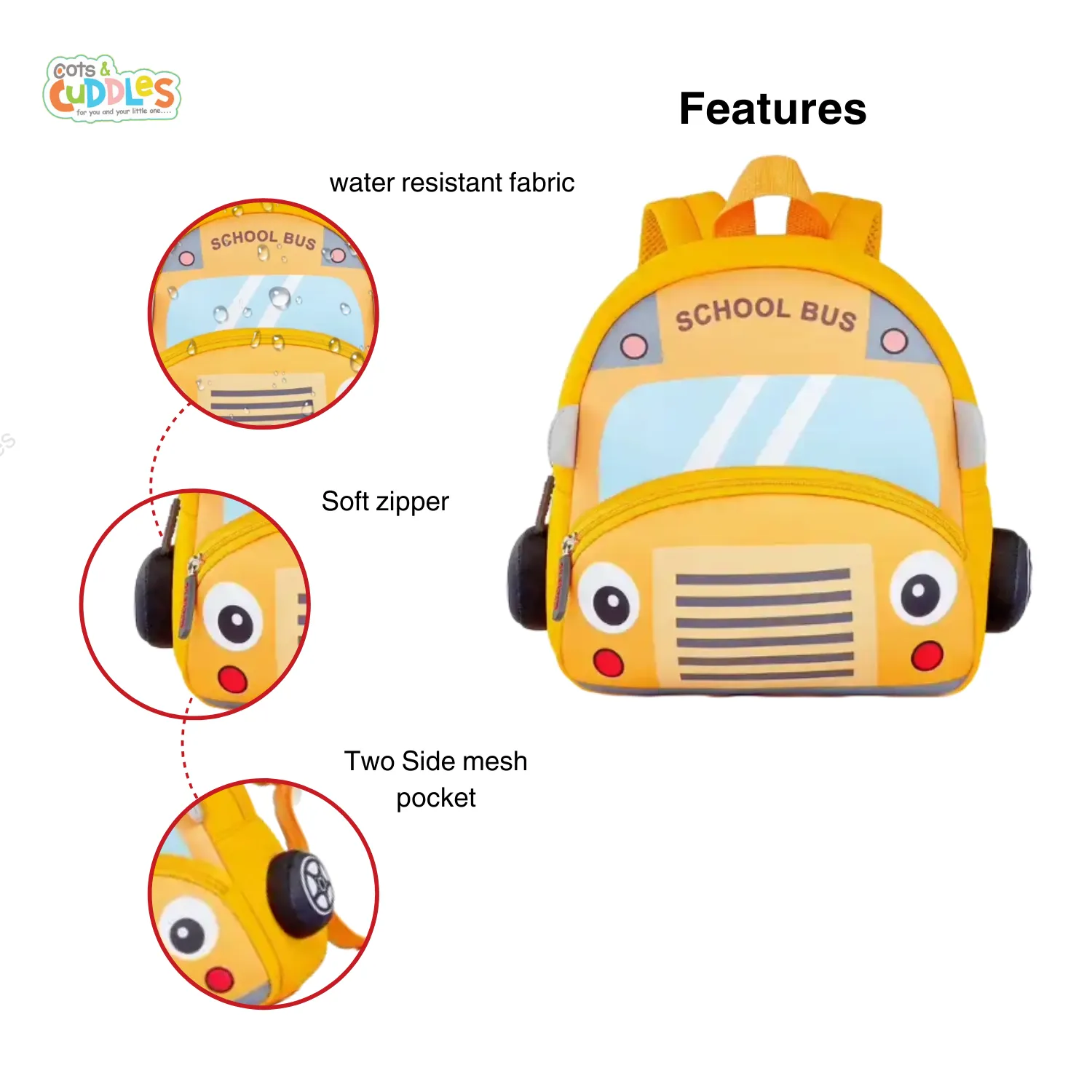 Cute Cartoon Bus Soft Plush Backpack with Front Pocket for Kids (Orange)