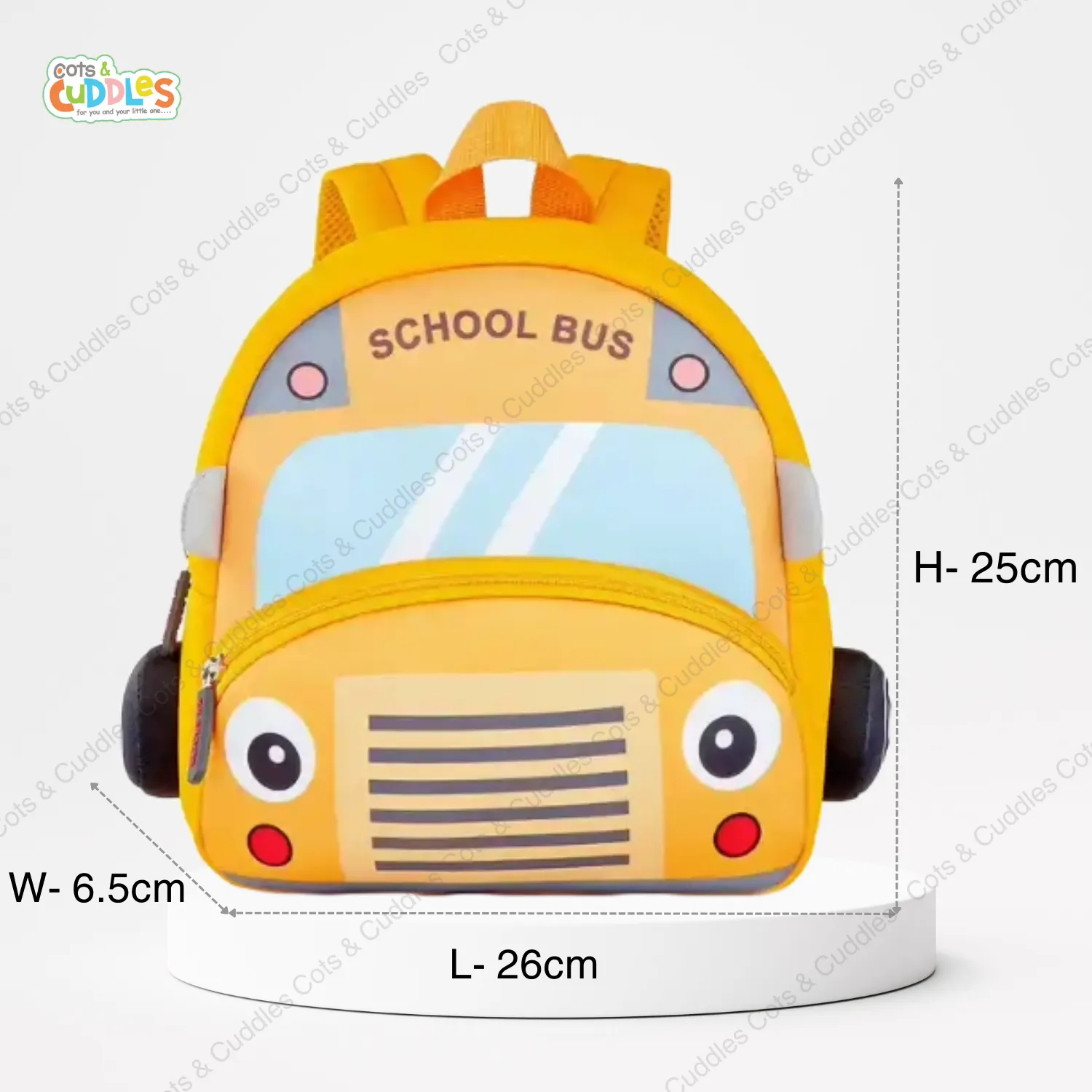 Cute Cartoon Bus Soft Plush Backpack with Front Pocket for Kids (Orange)