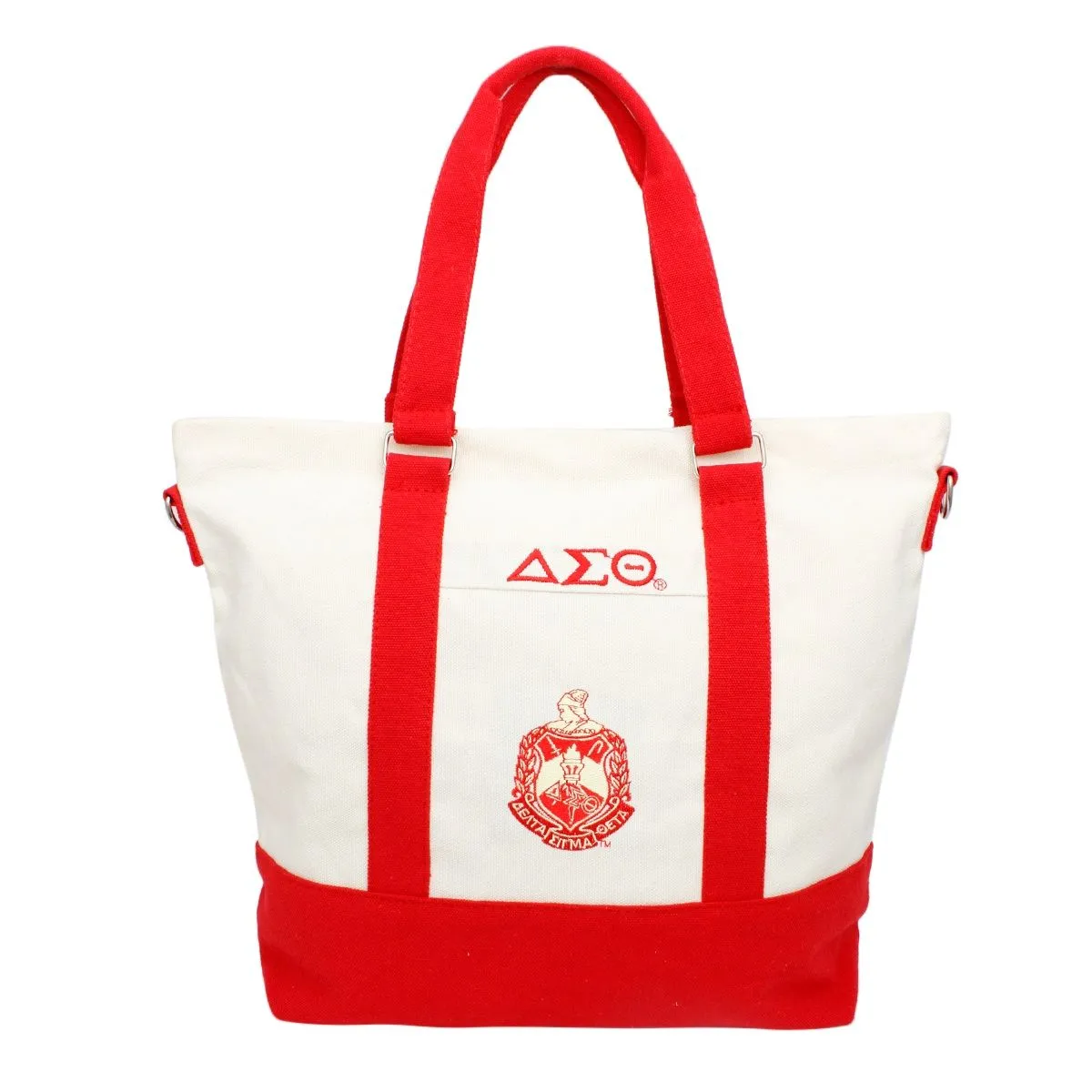 Delta Sigma Theta Bag DST Sorority Inspired Thick Canvas Embroidered Tote Bag