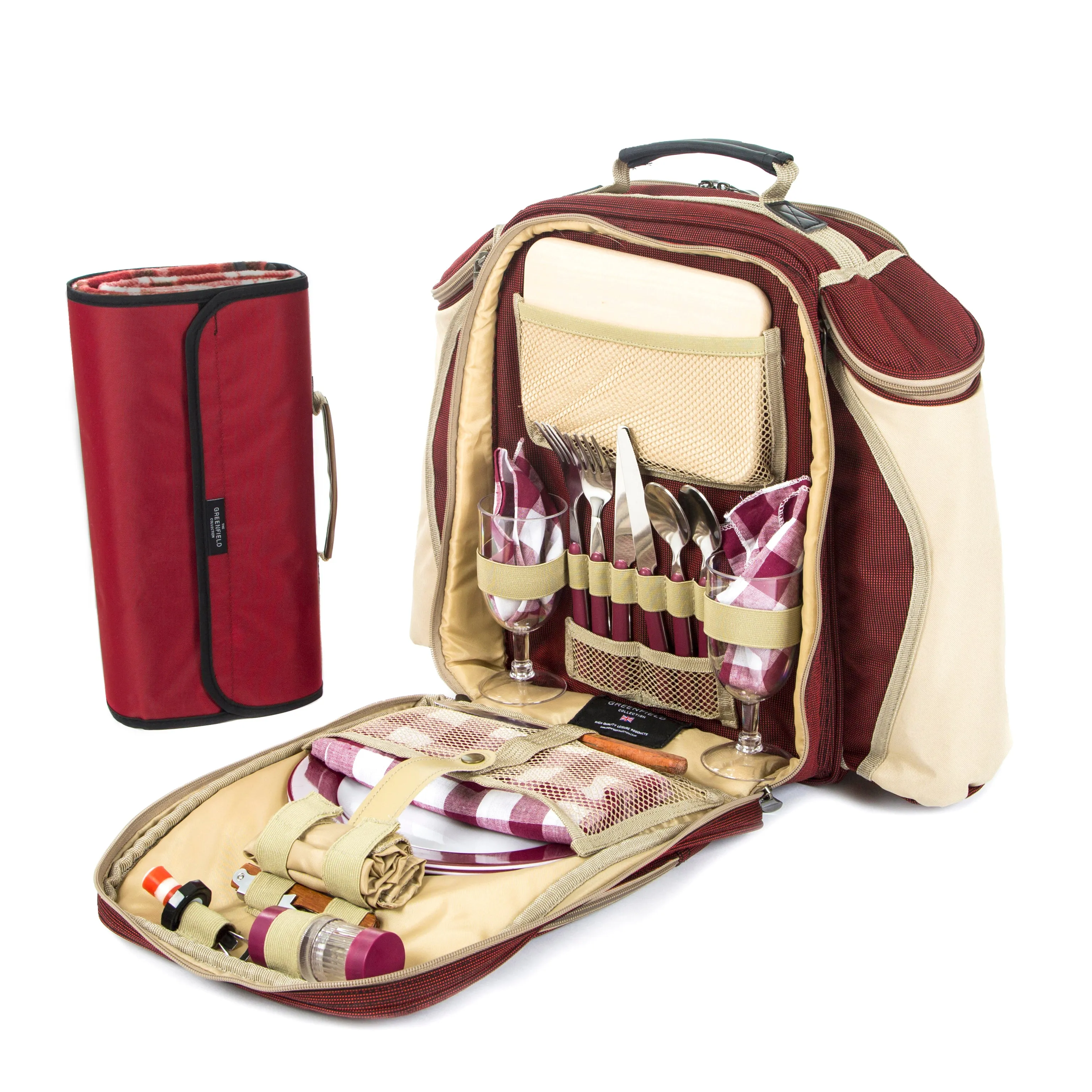 Deluxe Picnic Backpack Hamper for Two People with Matching Picnic Blanket