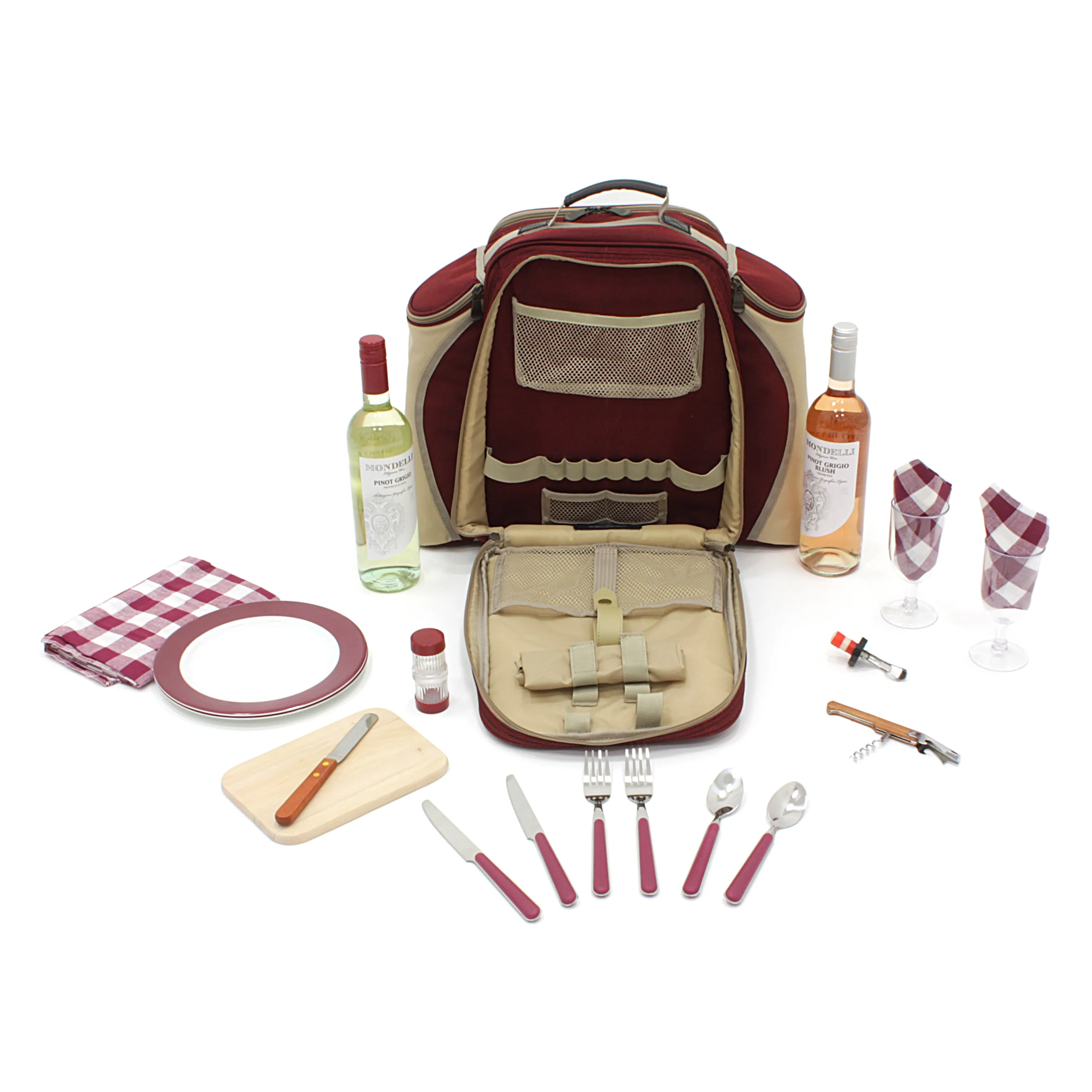 Deluxe Picnic Backpack Hamper for Two People with Matching Picnic Blanket