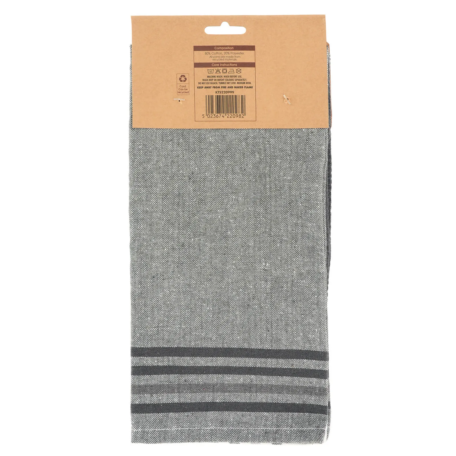 Eco Friendly Pro Chef Kitchen Tea Towels Grey Stripe Pack Of 3