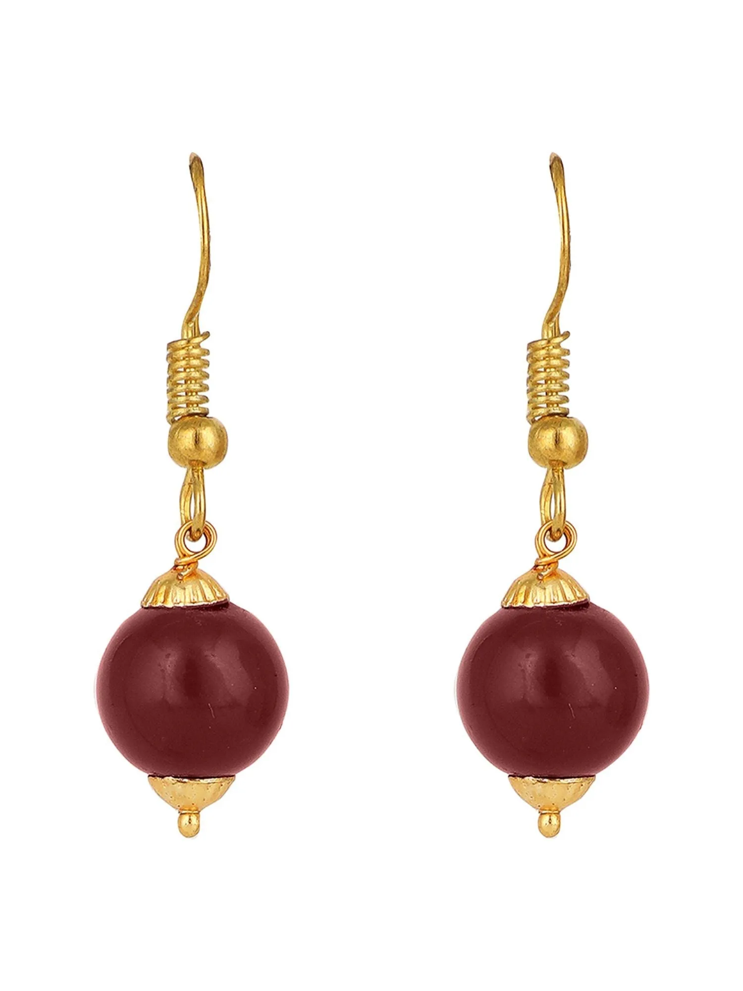 Elegant Pearl And Ad Stone Sleek Maroon Jewellery Set - Anikas Creation