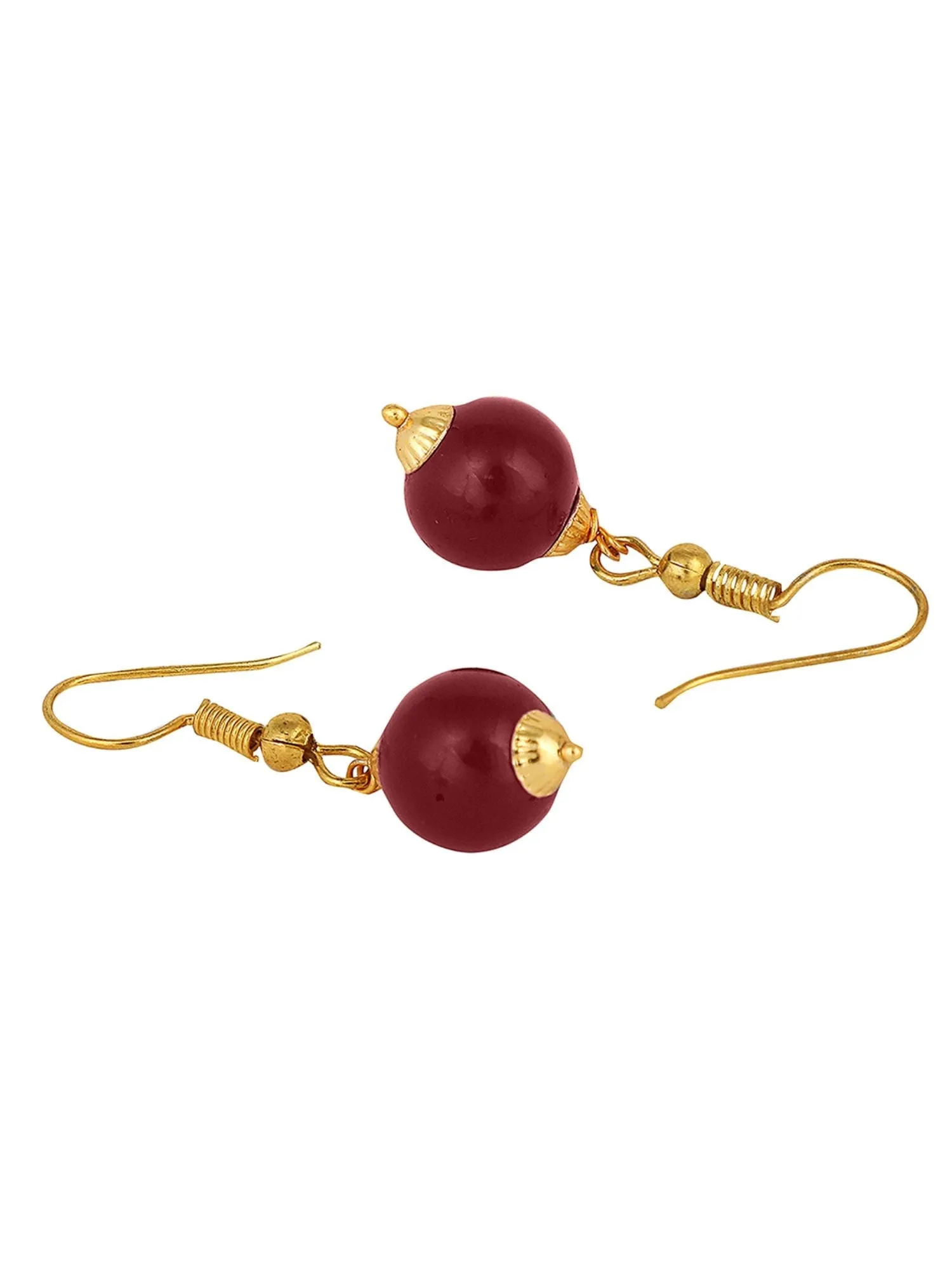 Elegant Pearl And Ad Stone Sleek Maroon Jewellery Set - Anikas Creation