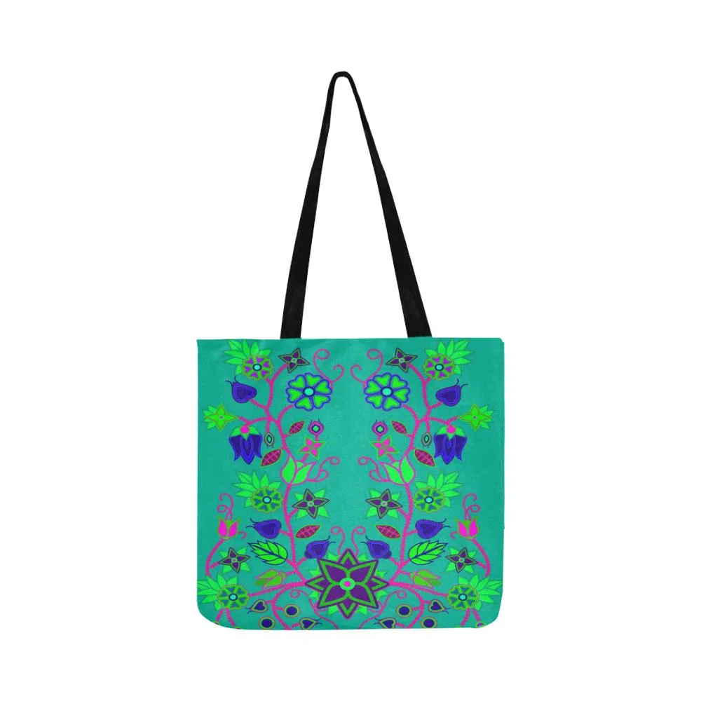 Floral Beadwork Seven Clans Deep Lake Reusable Shopping Bag (Two sides)