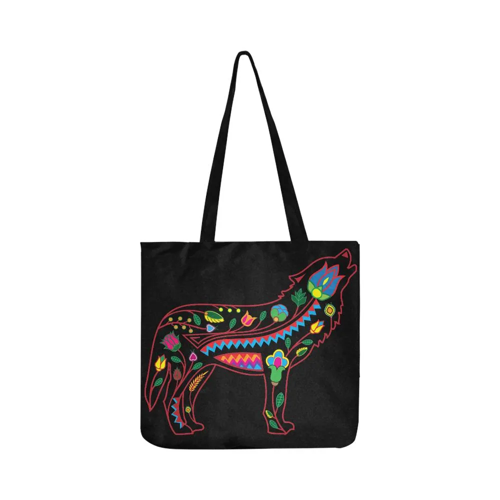 Floral Wolf Reusable Shopping Bag (Two sides)