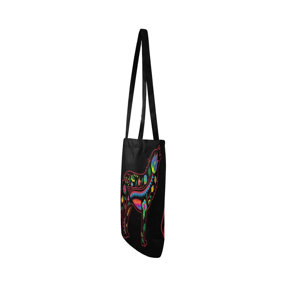 Floral Wolf Reusable Shopping Bag (Two sides)