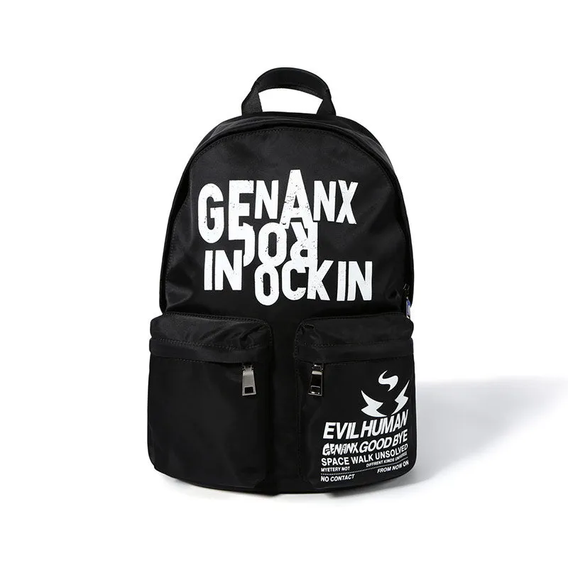 【GENANX2024NEW】Street black English printed handbag backpack