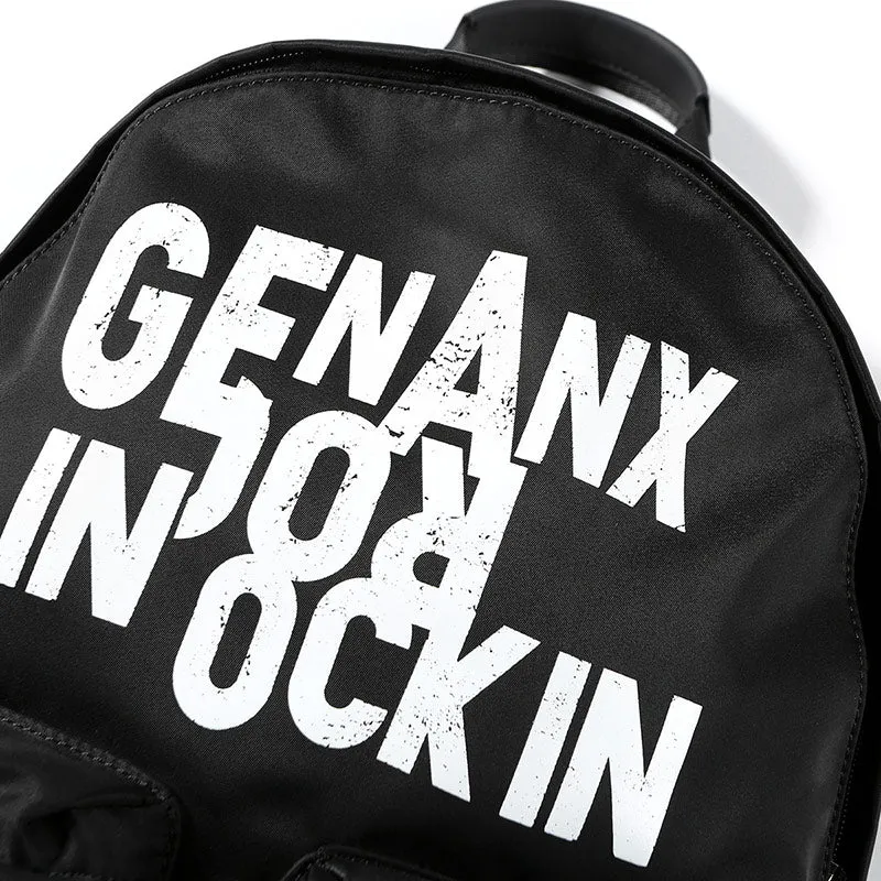 【GENANX2024NEW】Street black English printed handbag backpack