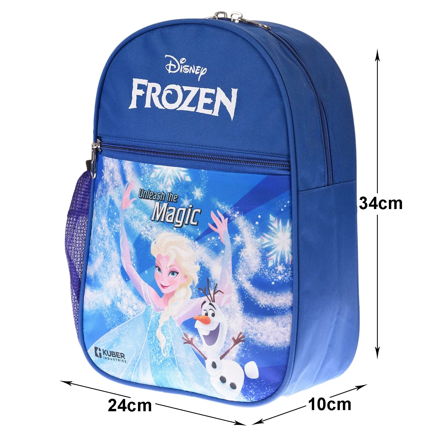 Heart Home Disney Frozen School Bag|2 Compartment Rexine School Bagpack|School Bag for Kids|School Bags for Girls with Zipper Closure|Small Size (Blue)