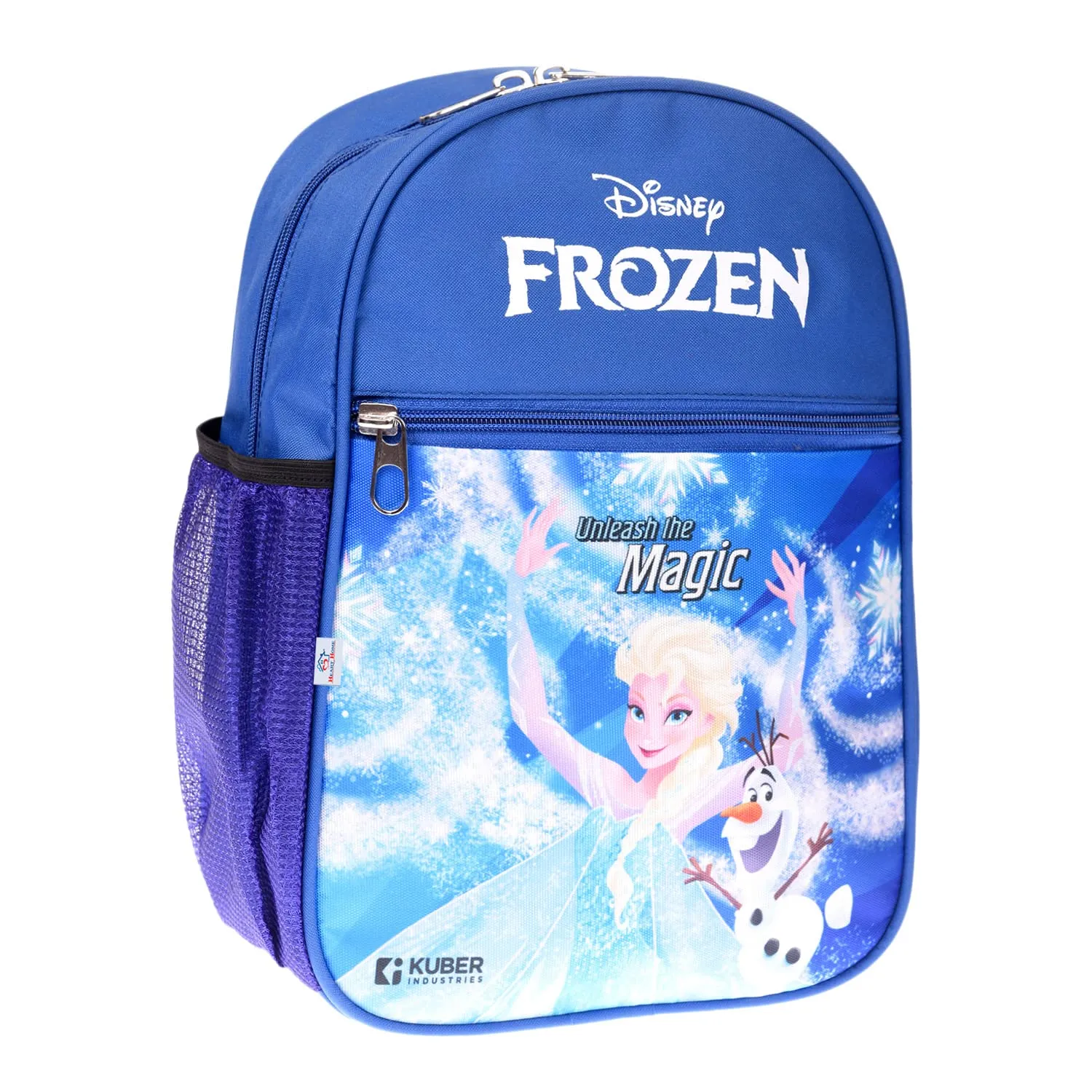 Heart Home Disney Frozen School Bag|2 Compartment Rexine School Bagpack|School Bag for Kids|School Bags for Girls with Zipper Closure|Small Size (Blue)