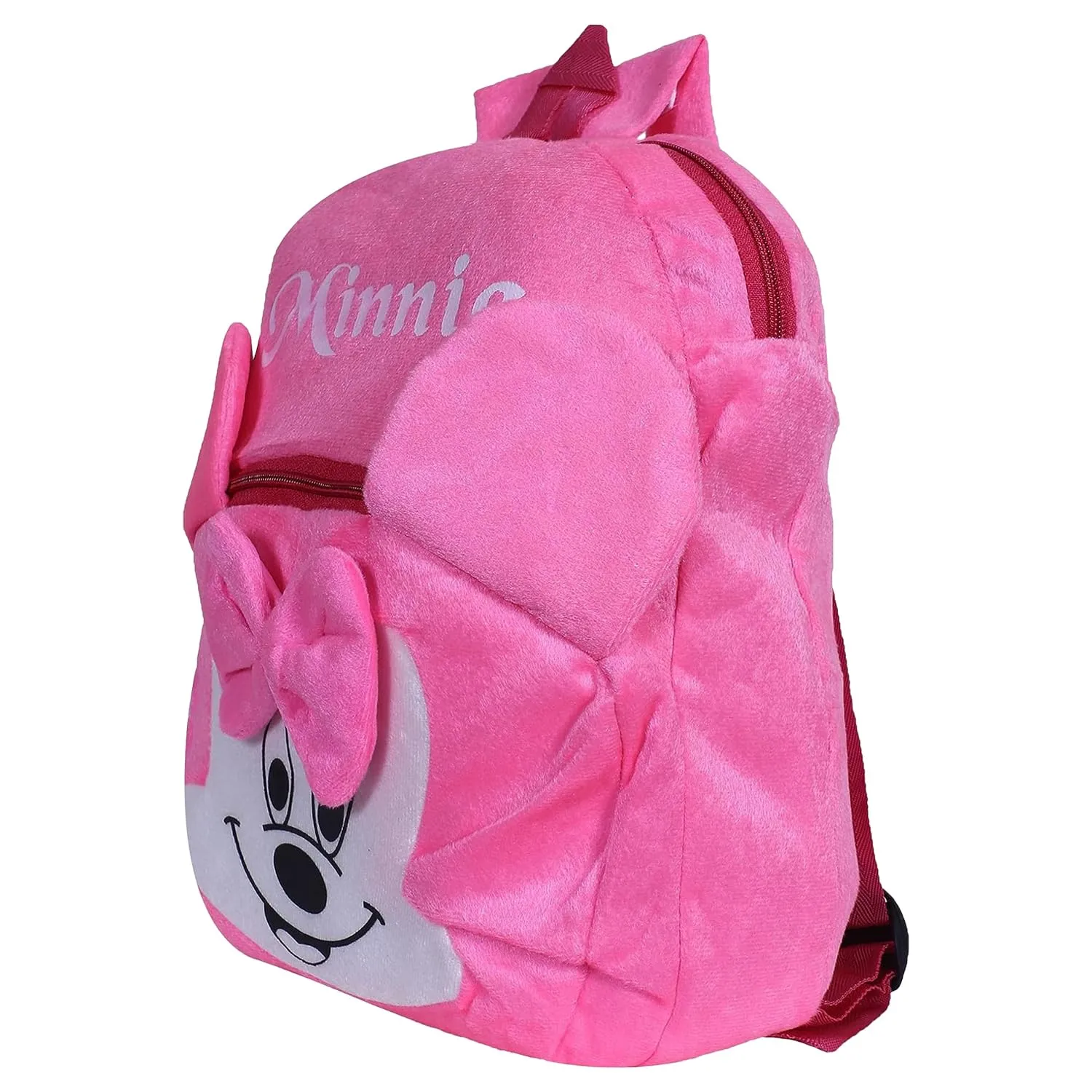 Heart Home Disney Minnie Bow Backpack | 2 Compartment Velvet School Bag | School Bag for Kids | Kids School Backpack | Backpack for School | Pink