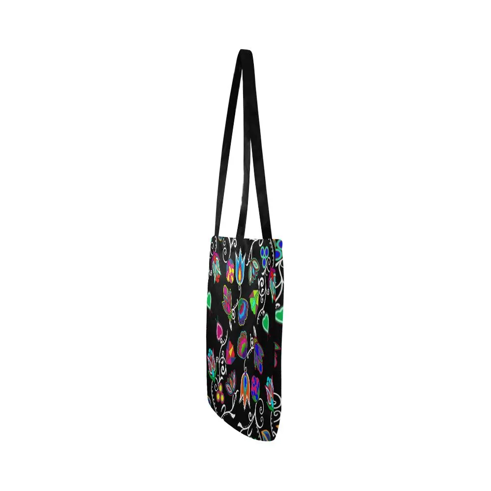 Indigenous Paisley - Black Reusable Shopping Bag (Two sides)