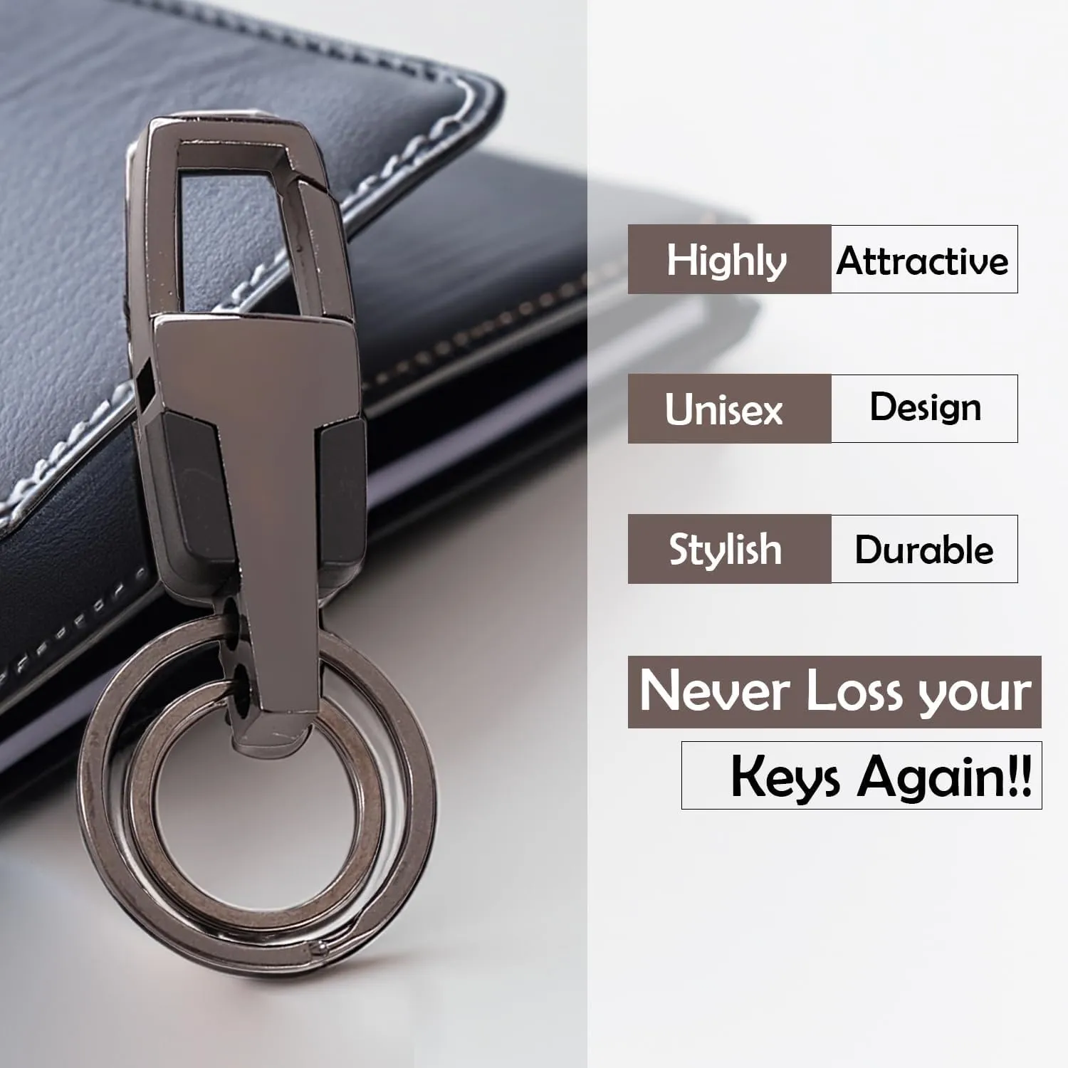 Kuber Industries Keychain/Keyring/Key Tag|Car Key Clip, Key Holder, Key Organizer|Pack of 10| (Grey)