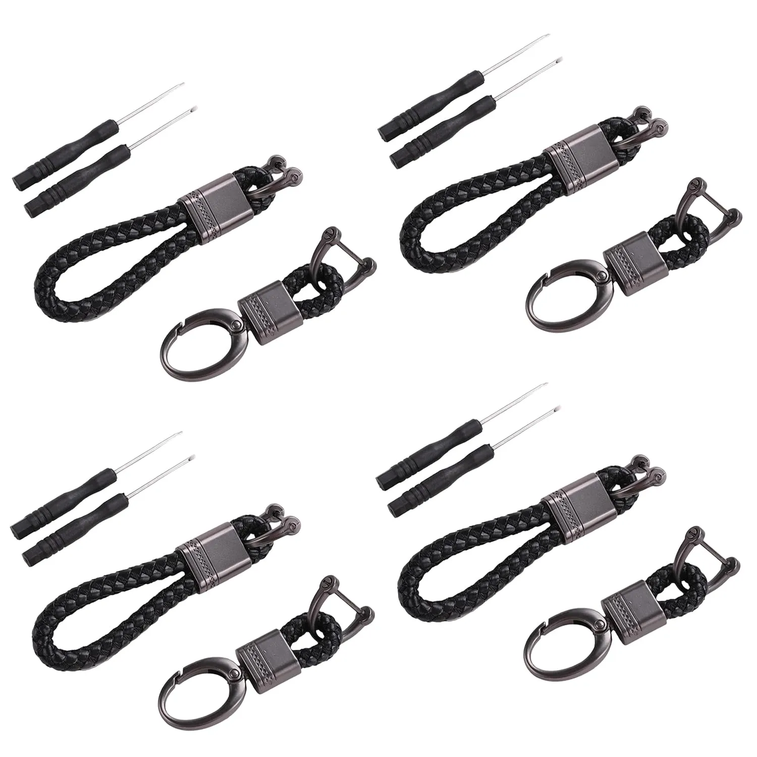 Kuber Industries Keychain/Keyring/Key Tag|Car Key Clip, Key Holder, Key Organizer|Pack of 4| (Black)