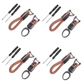 Kuber Industries Keychain/Keyring/Key Tag|Car Key Clip, Key Holder, Key Organizer|Pack of 4| (Brown)