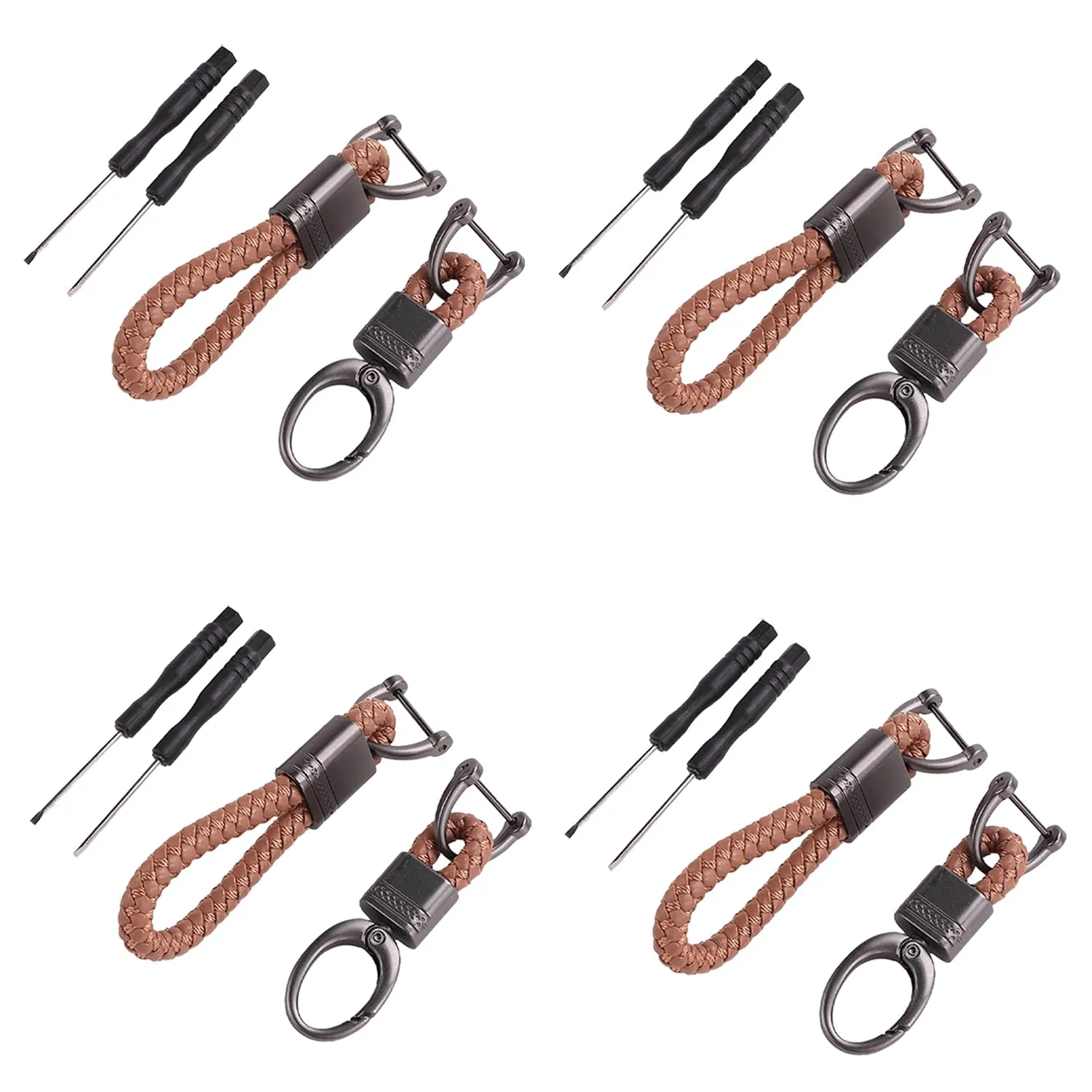 Kuber Industries Keychain/Keyring/Key Tag|Car Key Clip, Key Holder, Key Organizer|Pack of 4| (Brown)