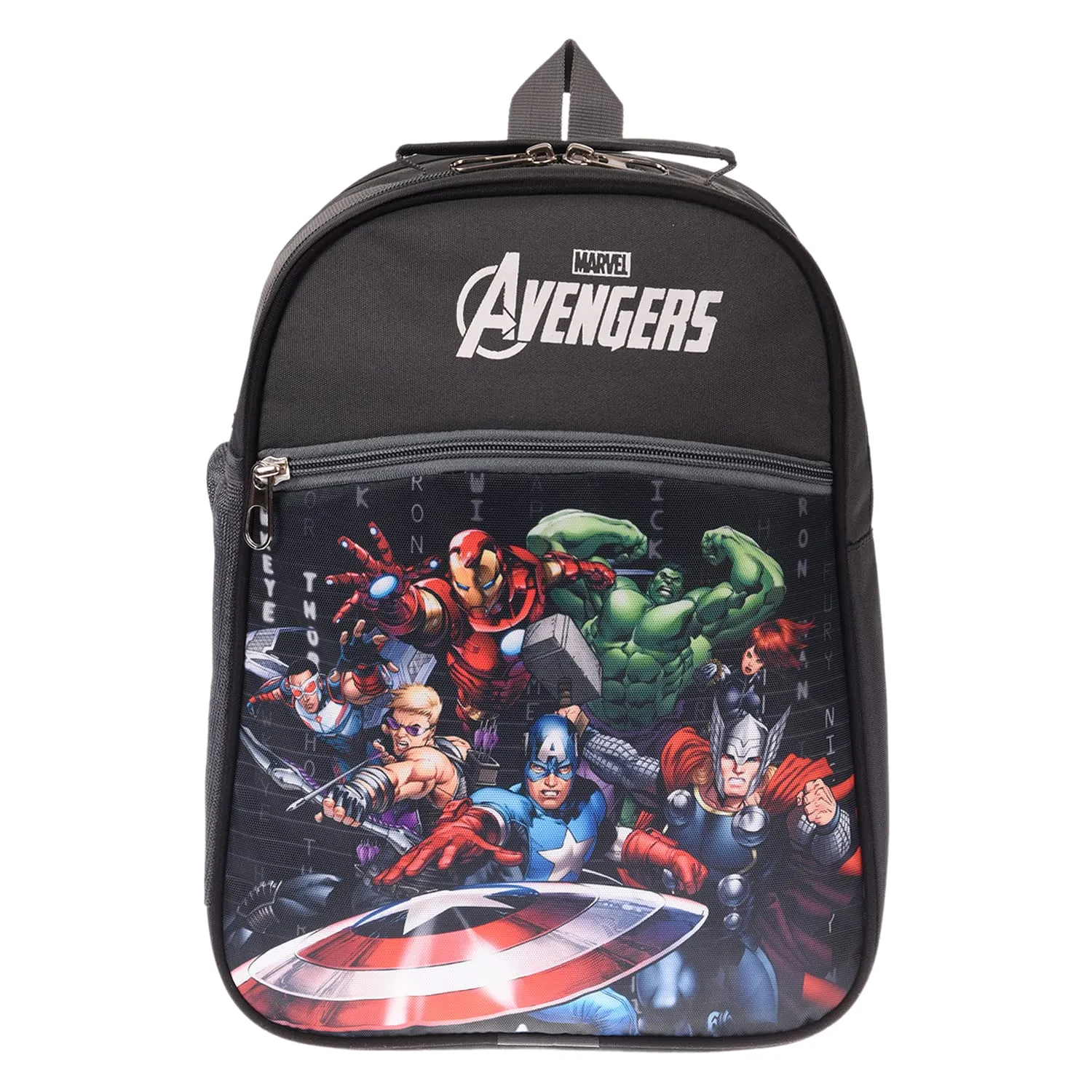 Kuber Industries Marvel Avengers School Bag|3 Compartment Rexine School Bagpack|School Bag for Kids|School Bags for Girls with Zipper Closure (Gray)