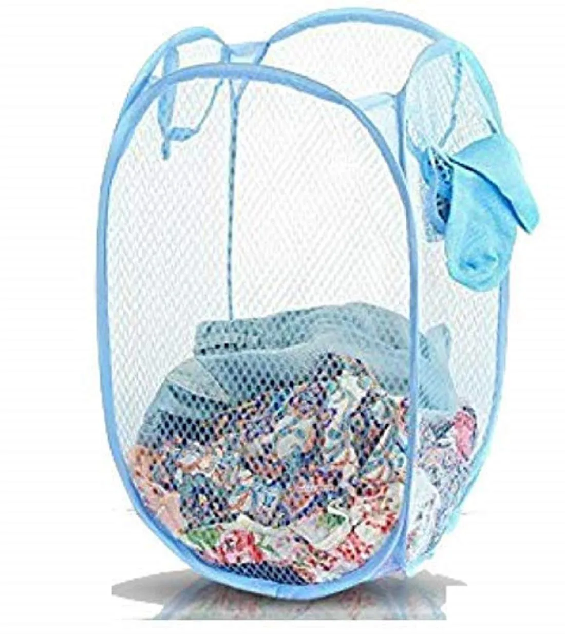 Kuber Industries Nylon Mesh Laundry Basket|Sturdy Material & Durable Handles|Netted Lightweight Laundry Bag (Multi)-CTKTC21482