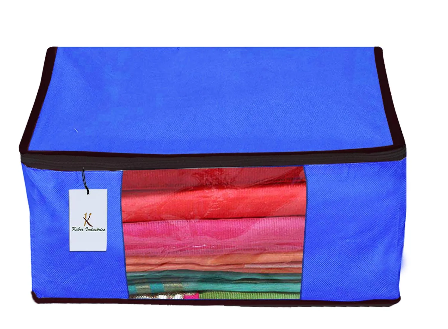 Kuber Industries Saree Covers With Zip|Clothes Storage Bag|Garment Bag For Travel, Wedding, Storage|Pack of 3 (Ivory,Royal Blue,Pink)