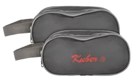 Kuber Industries Toilerty Bag, Shaving Kit, Cosmetic Bag for Travel Accessories with 3 Zipper Comparments & Carrying Strip- Pack of 2 (Grey)-HS43LUG26613