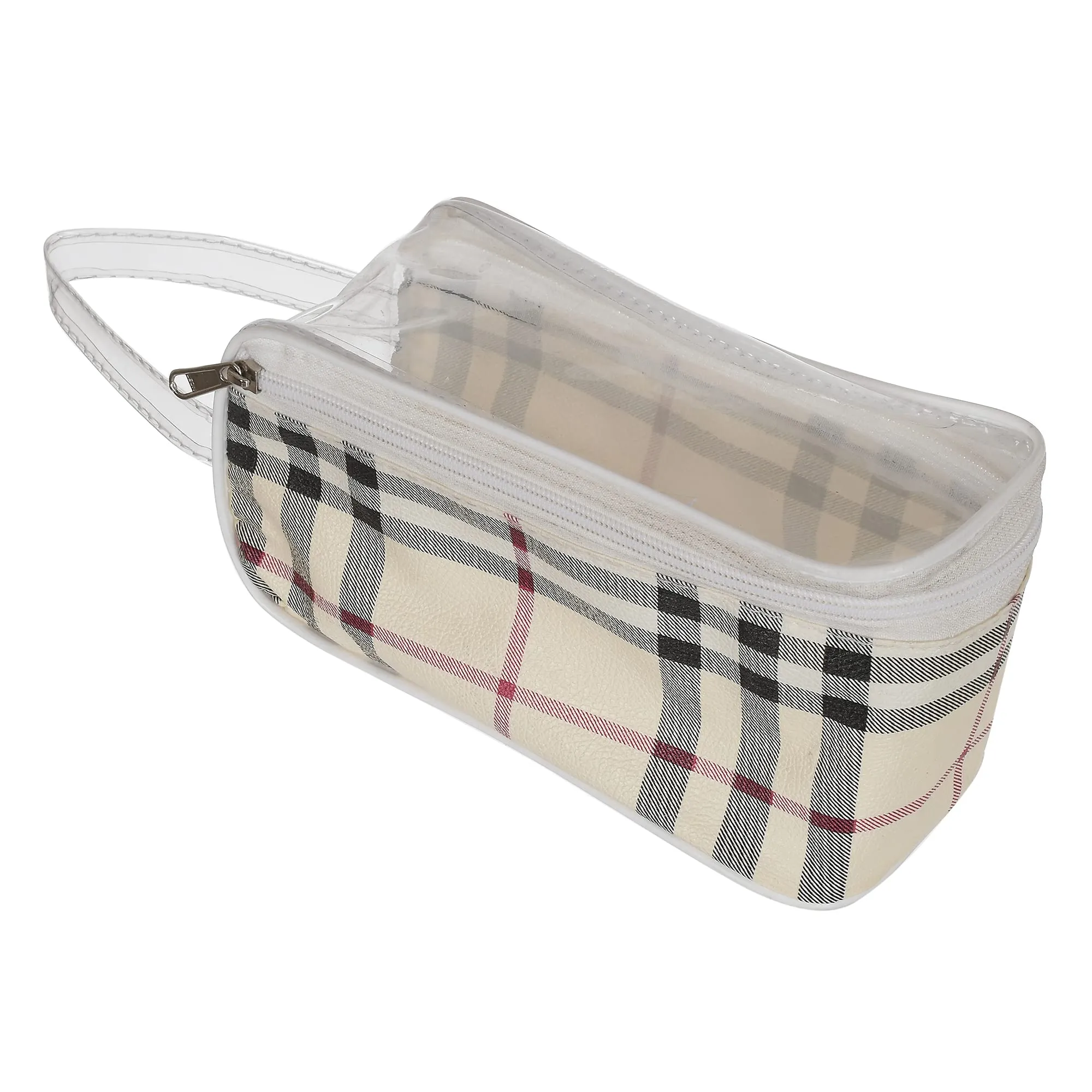 Kuber Industries Travel Toiletry Bag|Cosmetic Pouch|Toiletry Bag for Women & Men|Plastic Box Vanity Set of 2 (Cream)