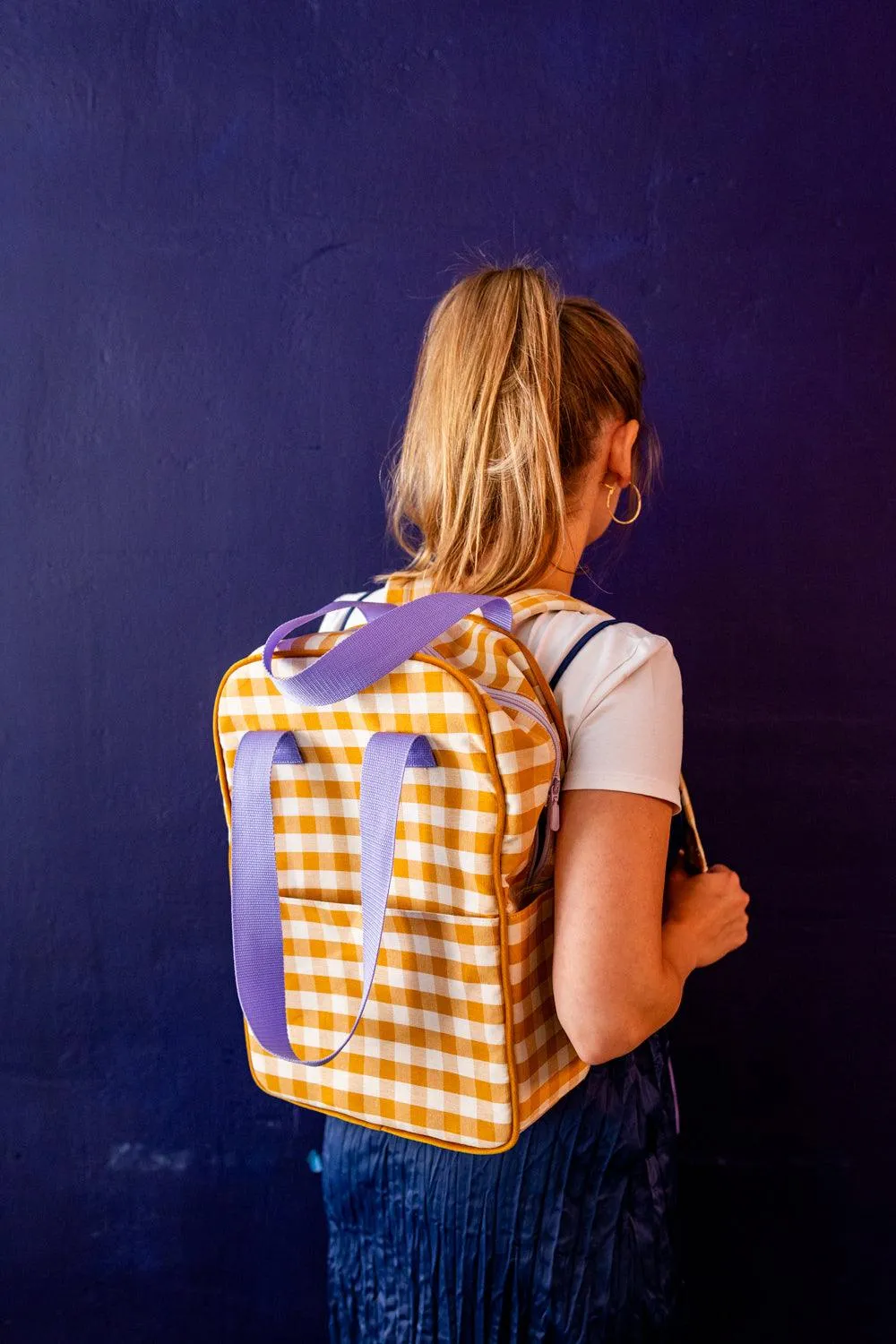 Large Backpack | Gingham | Sunflower