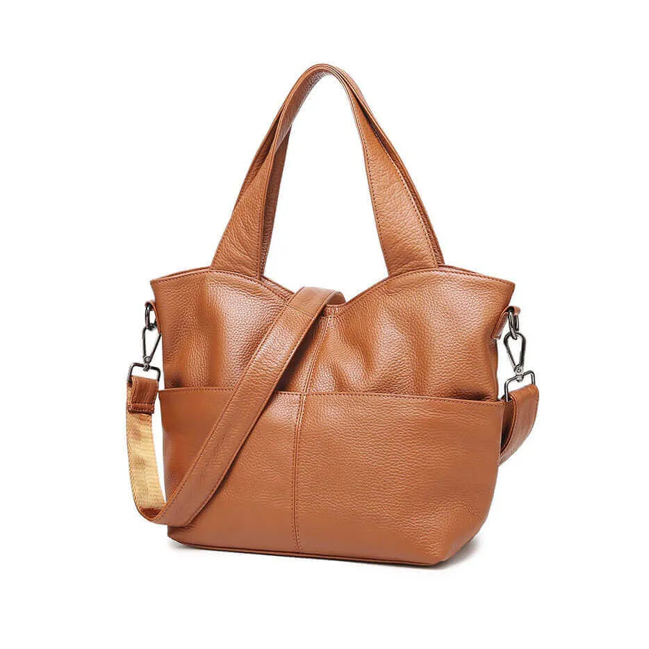 Leather Tote Handbag - Versatile Shoulder Bag