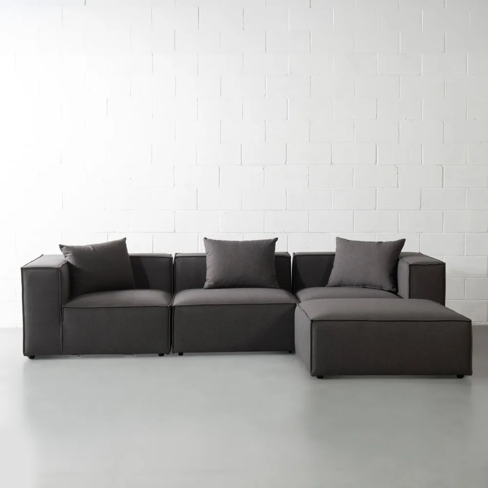 MASON - Dark Grey Fabric Modular Sectional (4 piece)