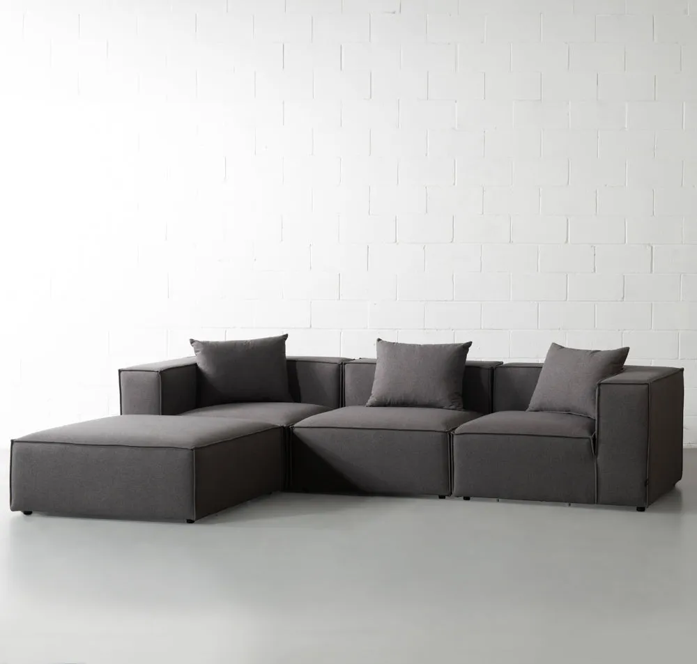 MASON - Dark Grey Fabric Modular Sectional (4 piece)