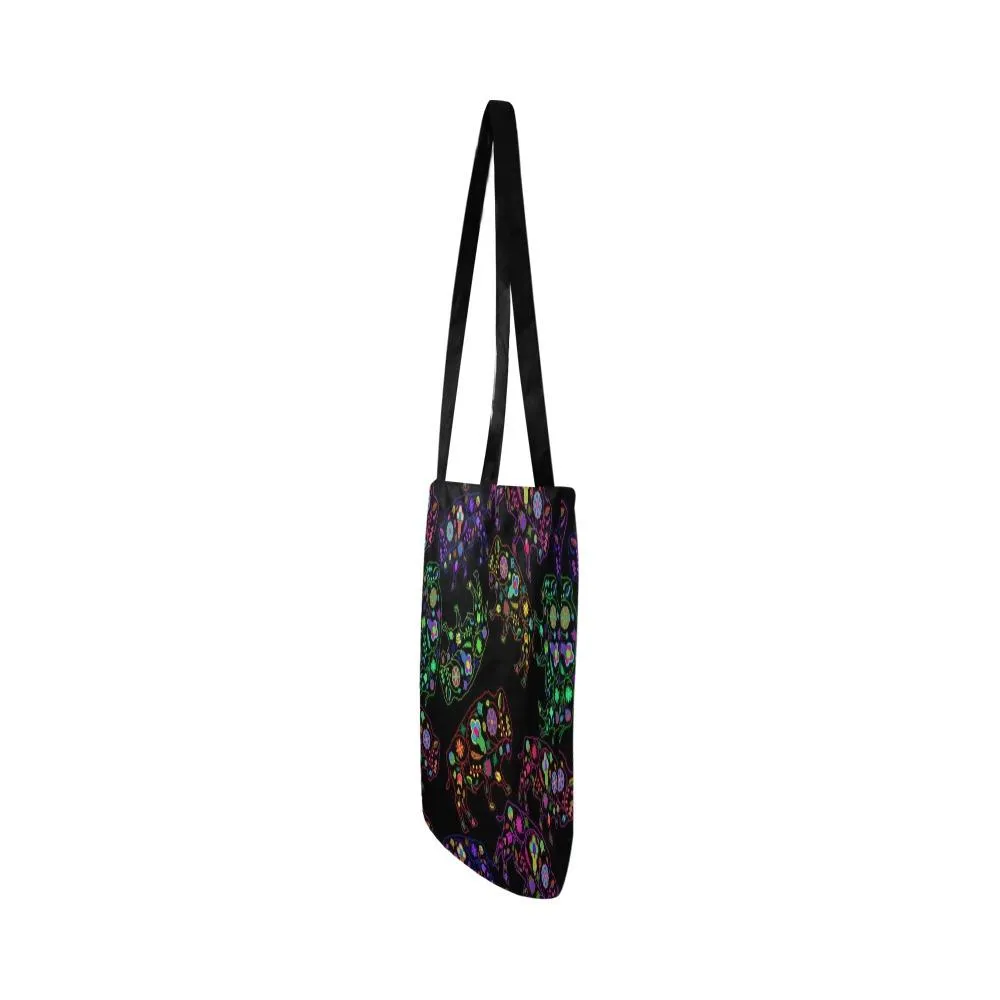 Neon Floral Buffalos Reusable Shopping Bag (Two sides)