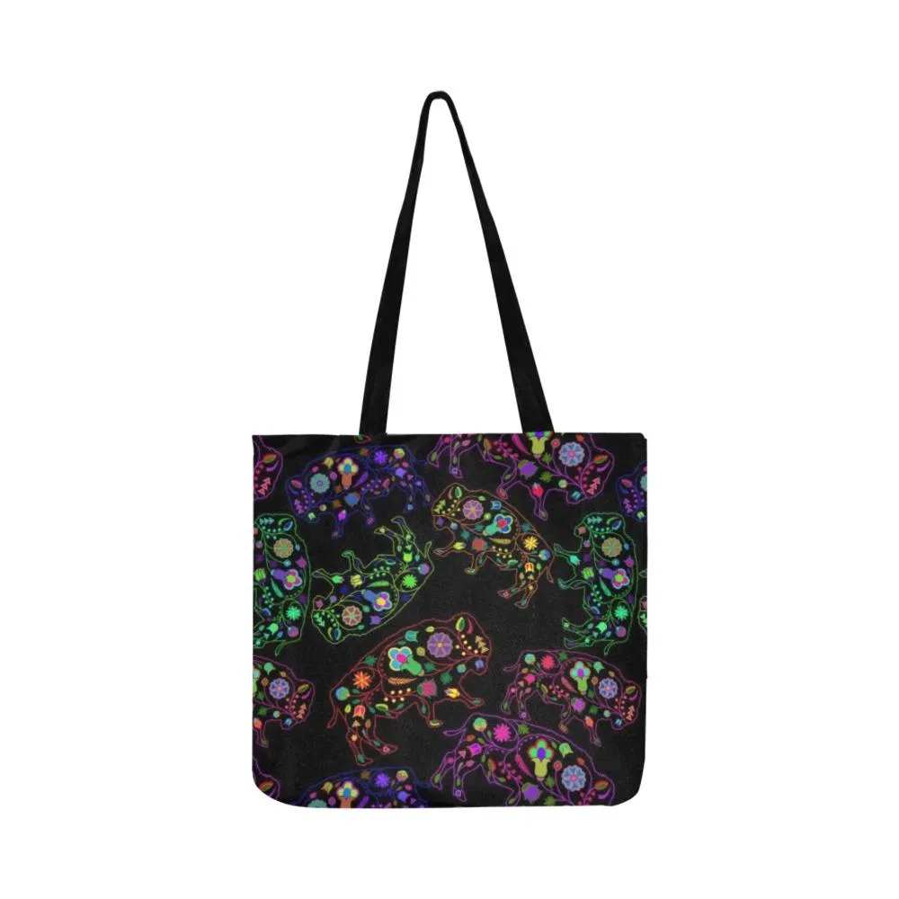 Neon Floral Buffalos Reusable Shopping Bag (Two sides)