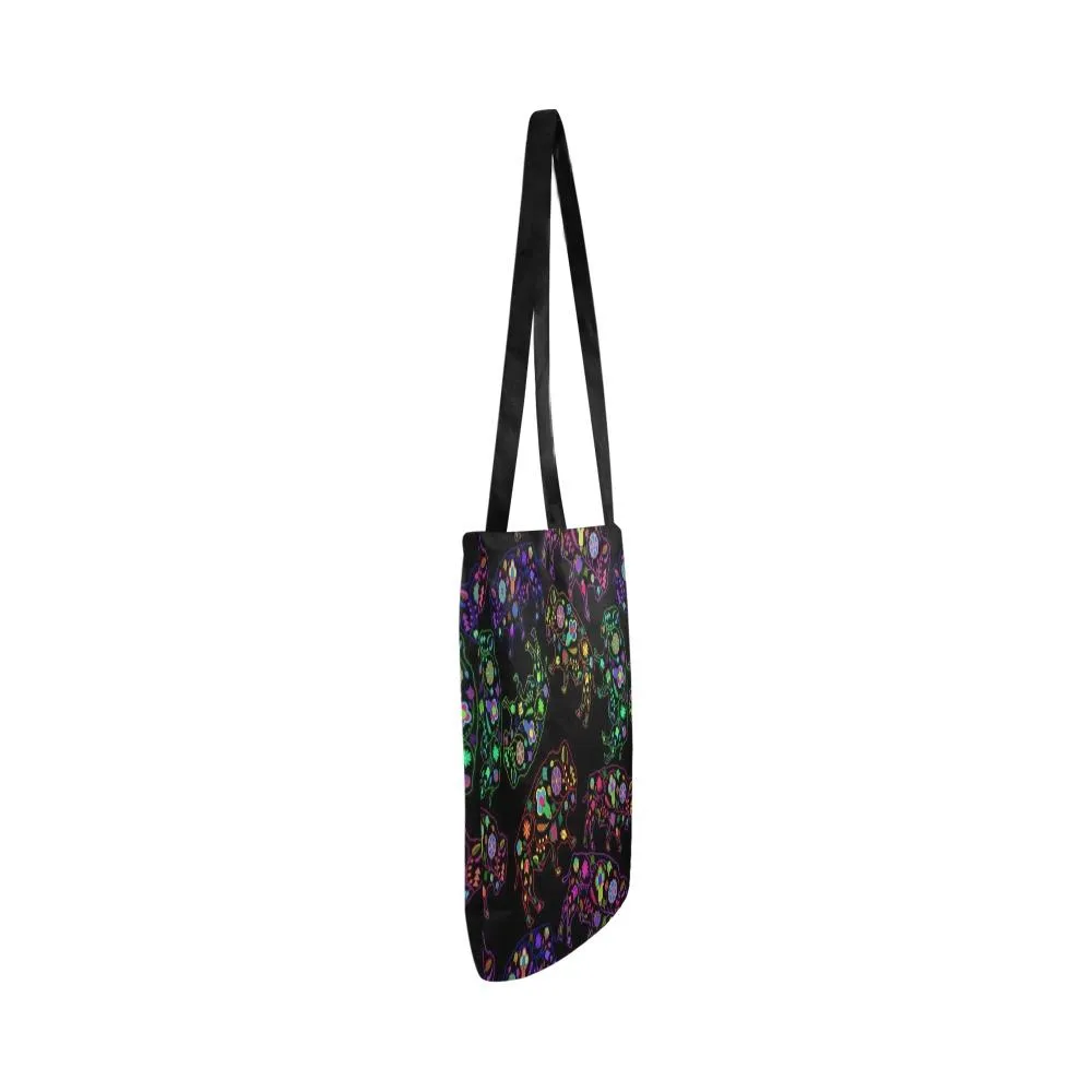 Neon Floral Buffalos Reusable Shopping Bag (Two sides)