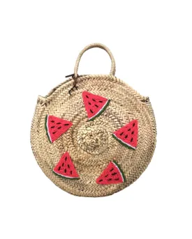 Round Watermelon Straw Basket